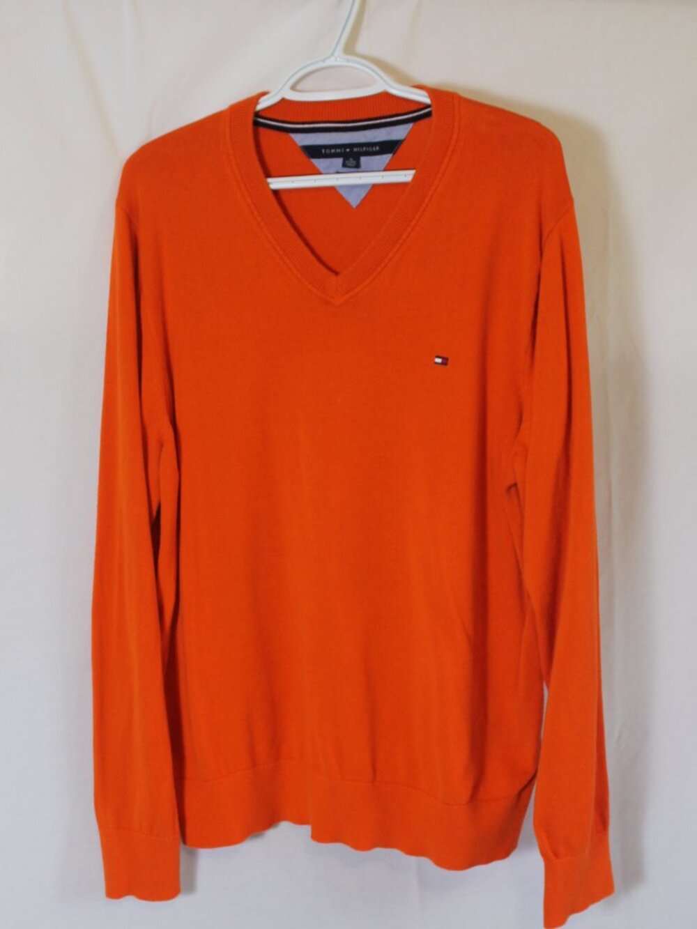 Tommy Hilfiger Pima Cotton Orange V-Neck Sweater XL